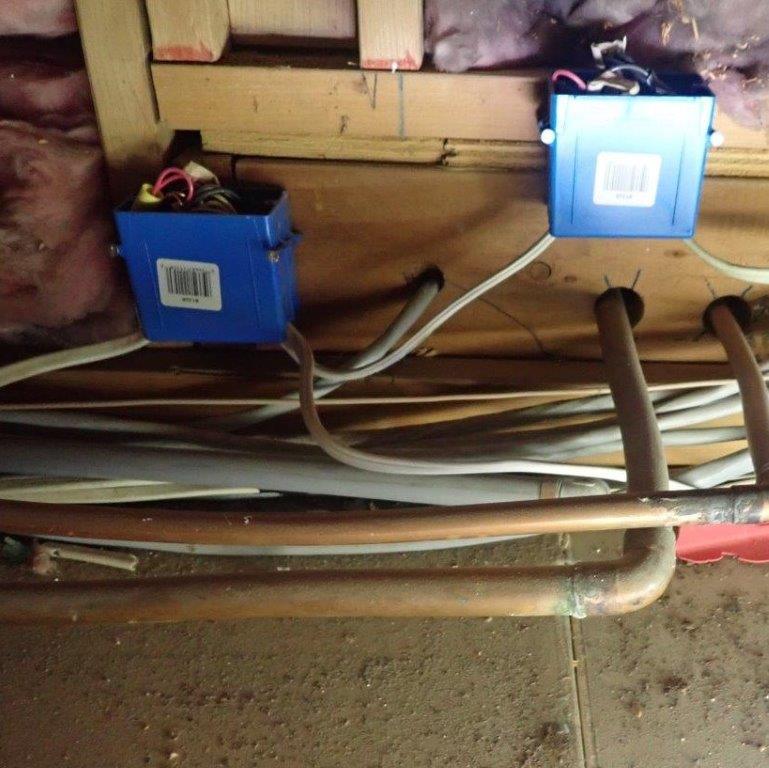 Picture of improperly installed wiring junction boxes